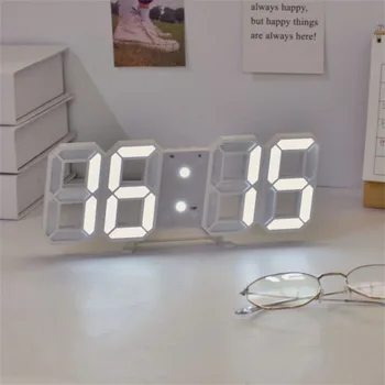 3D светодиодные Цифровые Часы Ночной Режим Регулируемые Светящиеся Электронные Настольные Часы Настенные Часы Украшение домашней комнаты Офисный Декор стен