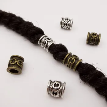 5шт-10шт Античное серебро/античная бронза коса для волос викингов, борода дредов, бусины, кольца, аксессуары для трубок, отверстие около 5,8 мм
