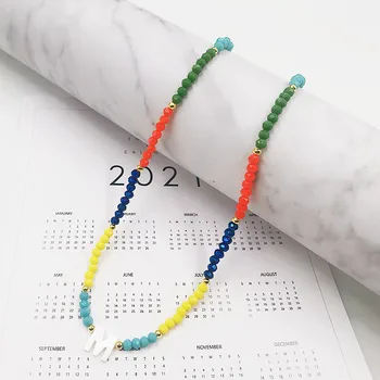 Новое ожерелье-чокер с 26 начальными буквами для женщин, мода 2023 года, ожерелье из хрустальных бусин радужного цвета, ключица из хрусталя Chian