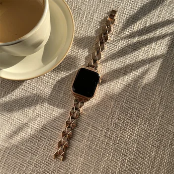 Ремешок из нержавеющей стали для Apple Watch Band 44 мм 42 мм 45 мм 38 мм 40 мм 41 мм для Apple Watch серии 7 6 5 4 3 SE С металлической пряжкой Correa