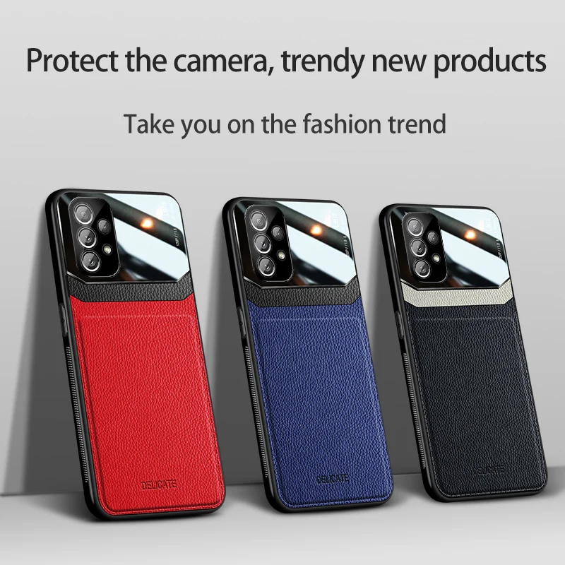 Роскошный Оригинальный Акриловый Кожаный Чехол Для Samsung Galaxy A73 5G Camera Protect Чехол для Телефона GalaxyA73 A73 Silicone Frame Coque . ' - ' . 1