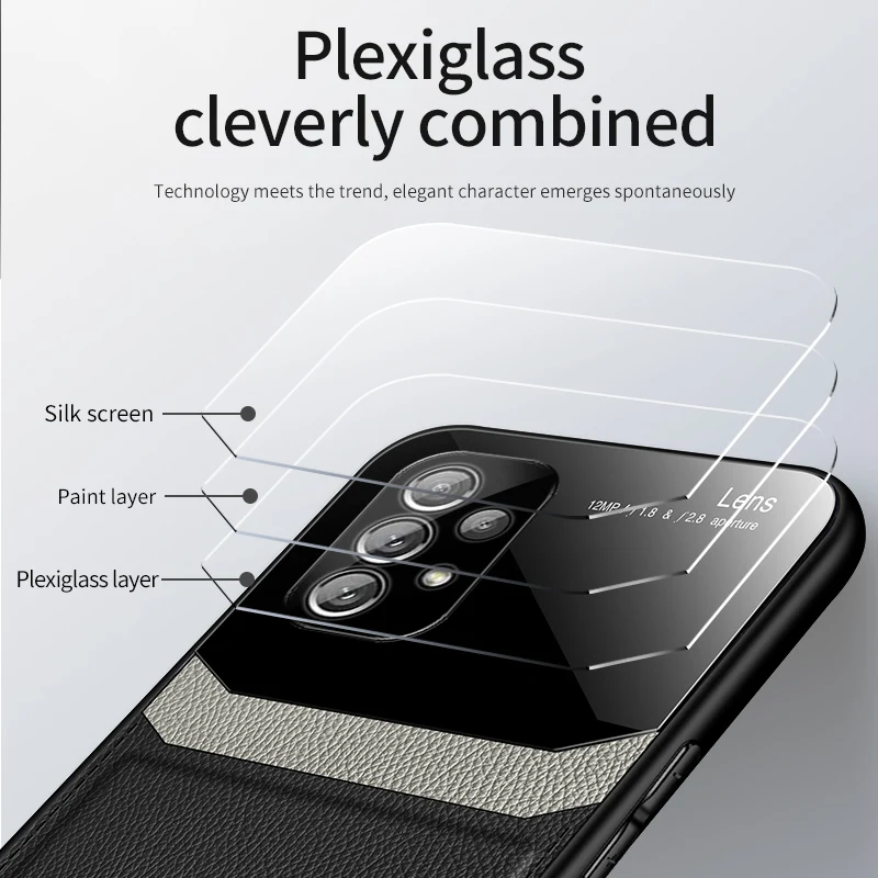 Роскошный Оригинальный Акриловый Кожаный Чехол Для Samsung Galaxy A73 5G Camera Protect Чехол для Телефона GalaxyA73 A73 Silicone Frame Coque . ' - ' . 2
