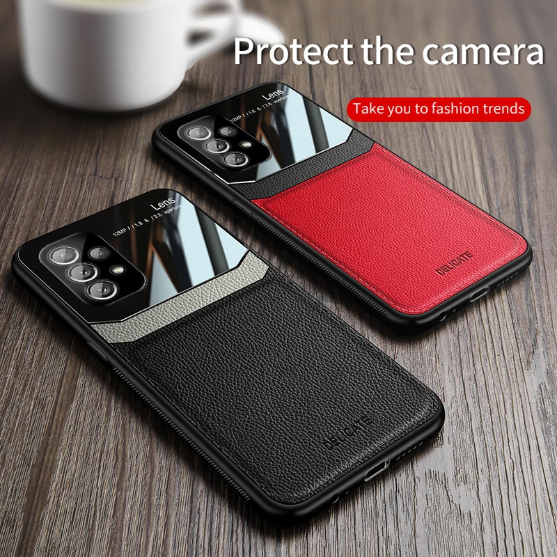 Роскошный Оригинальный Акриловый Кожаный Чехол Для Samsung Galaxy A73 5G Camera Protect Чехол для Телефона GalaxyA73 A73 Silicone Frame Coque . ' - ' . 4