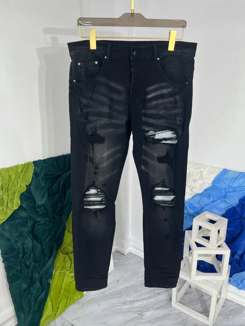 Q04963 Модные мужские джинсы 2023 Подиум Роскошный известный бренд Европейский дизайн мужская одежда для вечеринок . ' - ' . 0
