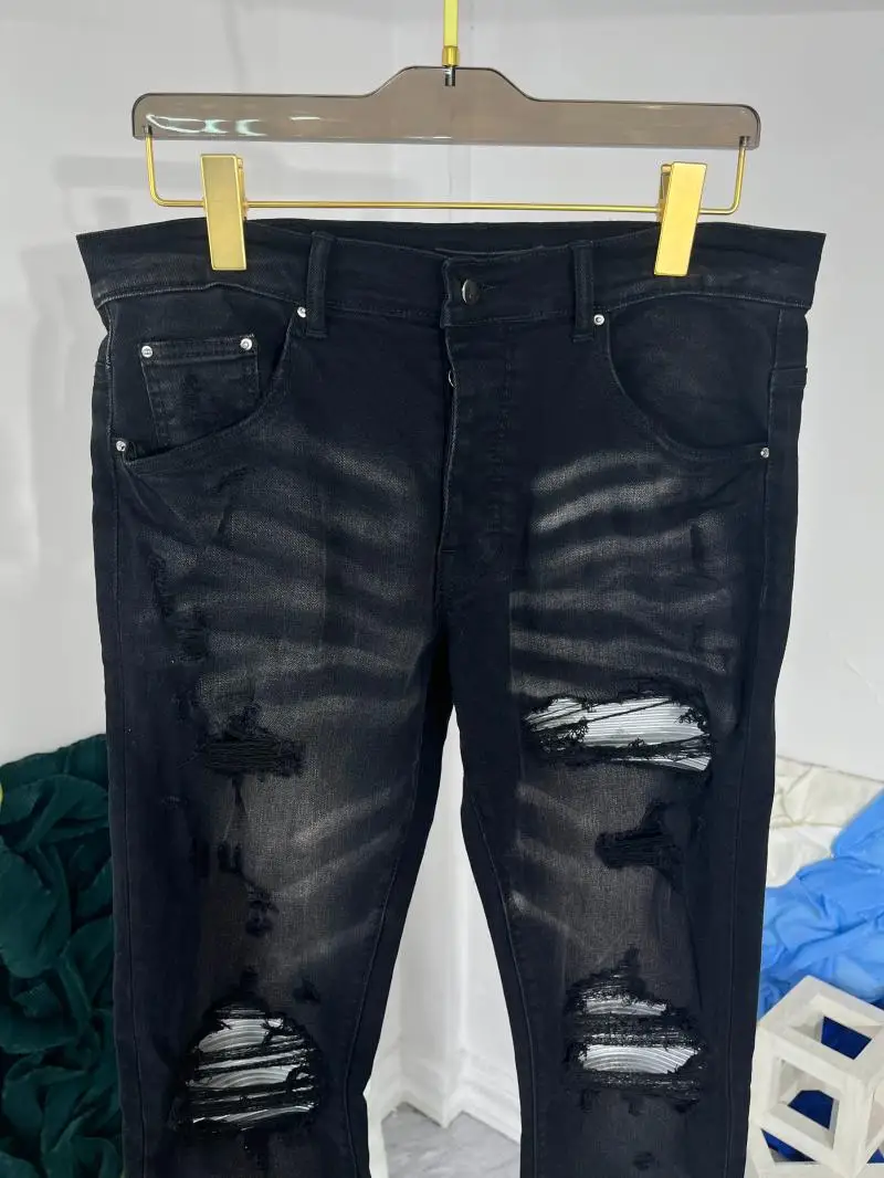 Q04963 Модные мужские джинсы 2023 Подиум Роскошный известный бренд Европейский дизайн мужская одежда для вечеринок . ' - ' . 1