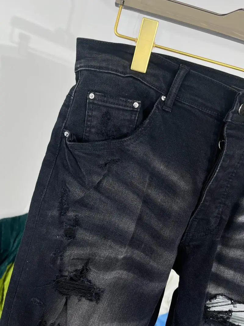 Q04963 Модные мужские джинсы 2023 Подиум Роскошный известный бренд Европейский дизайн мужская одежда для вечеринок . ' - ' . 2